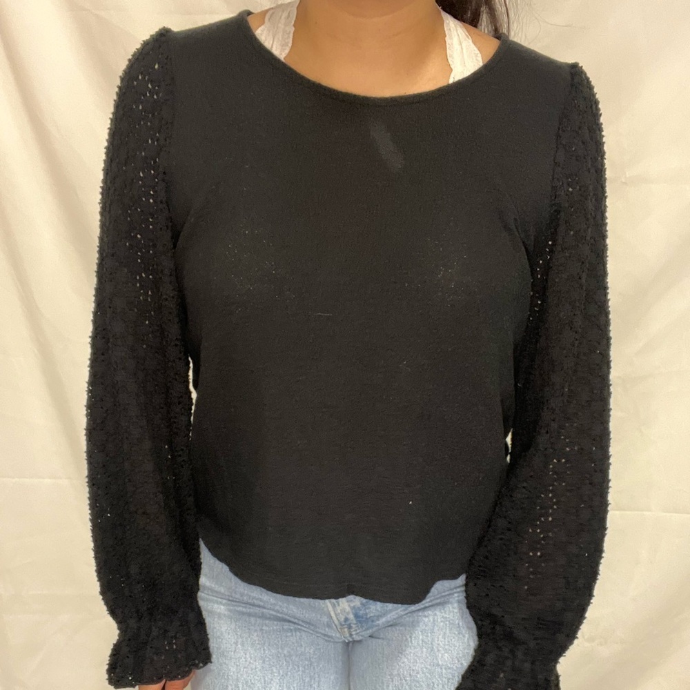 Madewell black colored Jersey long lace sleeve‎ shirt size M